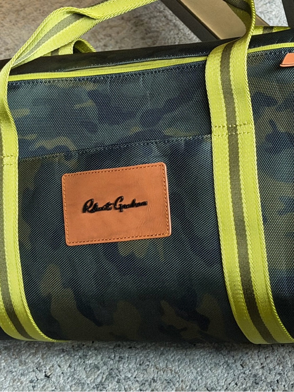 Robert Graham Olive Camo Duffel with Yellow Straps
